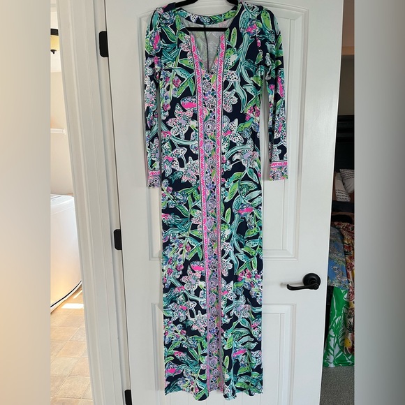 knee length dresses for ladies Lilly Pulitzer Dress NWT - Faye V-Neck Ruffle Dress - Gold main image 1
